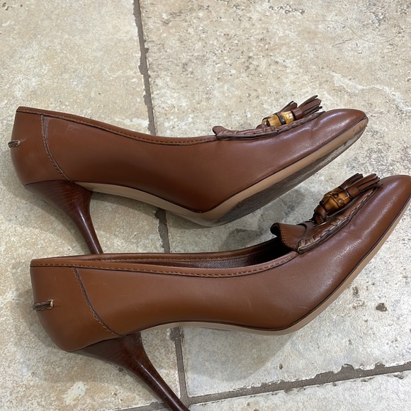 Authentic Gucci Brown Leather Bamboo Tassel Loafer Pumps - Picture 9 of 10